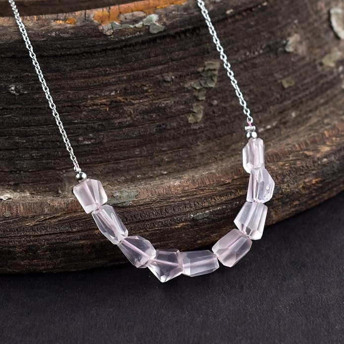 Natural Gemstone Dainty Pendant Necklace for Women Handmade Crystal Jewelry 925 Sterling Silver 18 Inch Chain Healing Chakra Christmas Birthday Gift for Her
