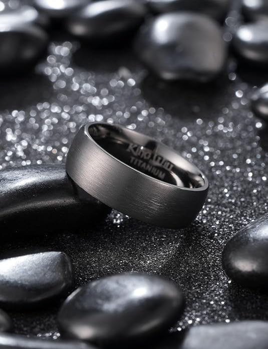 King Will Titanium Wedding Band for Men Women-Sliver/Black/Gold Plated Pure Titanium Wedding Ring, 3-9mm Widths Available Brushed Matte Design Comfort Fit Size 4-16