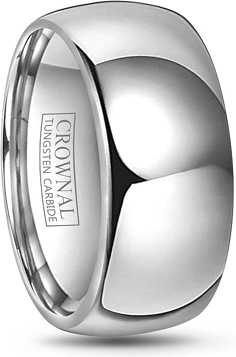 CROWNAL 2mm 4mm 6mm 8mm 10mm Tungsten Wedding Band Ring Men Women Plain Dome Polished Size Comfort Fit Size 3 To 17