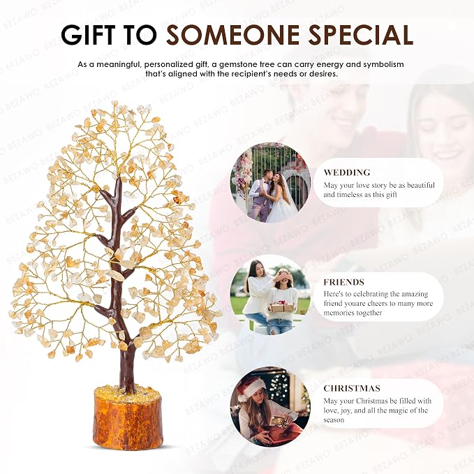 Crocon® Citrine Crystals Tree, Gifts, Birthday Gifts for Women, House Warming Gift New Home Decor, Healing Crystals Spiritual Present, Mom Birthday Gift Her, Decor, Gemstones Money Tree Positivity