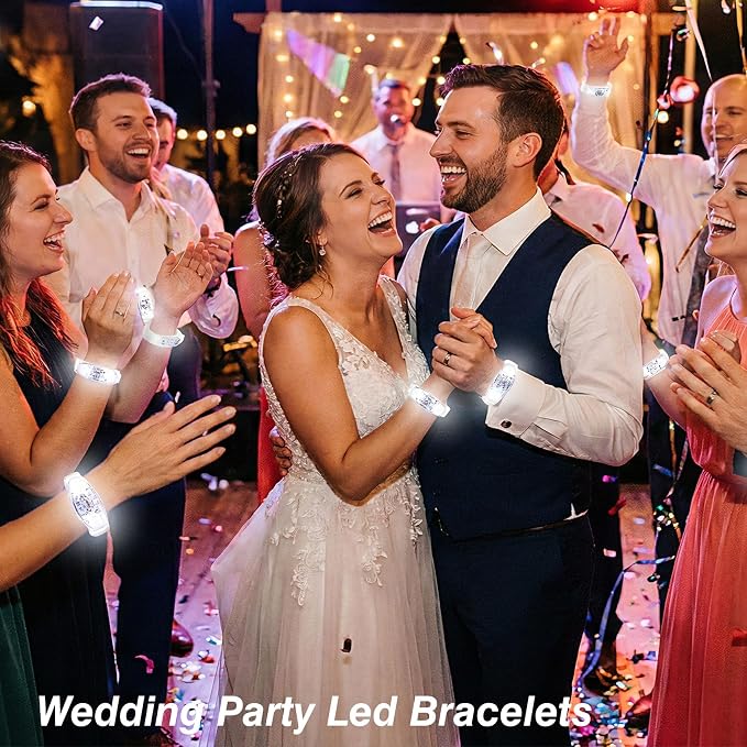 24 Pcs LED Bracelets Sound Activated Light Up Bracelets, Flashing LED Strobe Music Control Light Up Bracelets with Adjustable Buckle for Wedding, Carnival Parades,Concerts, Evening Ice-Skating Parties