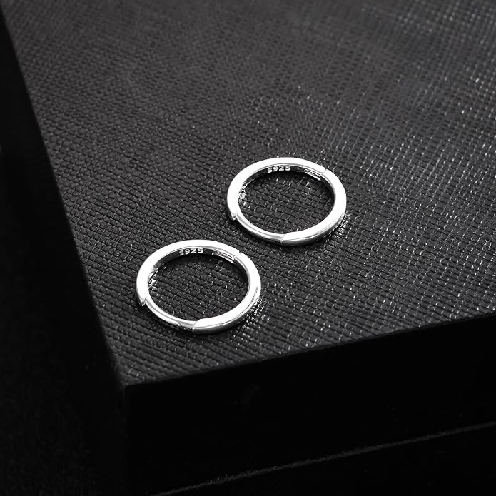 MOODEAR 925 Sterling Silver Hoop Earrings - Small Huggie Earrings for Women, Hypoallergenic Trendy Cartilage Silver Earrings, Lightweight Jewelry Gifts