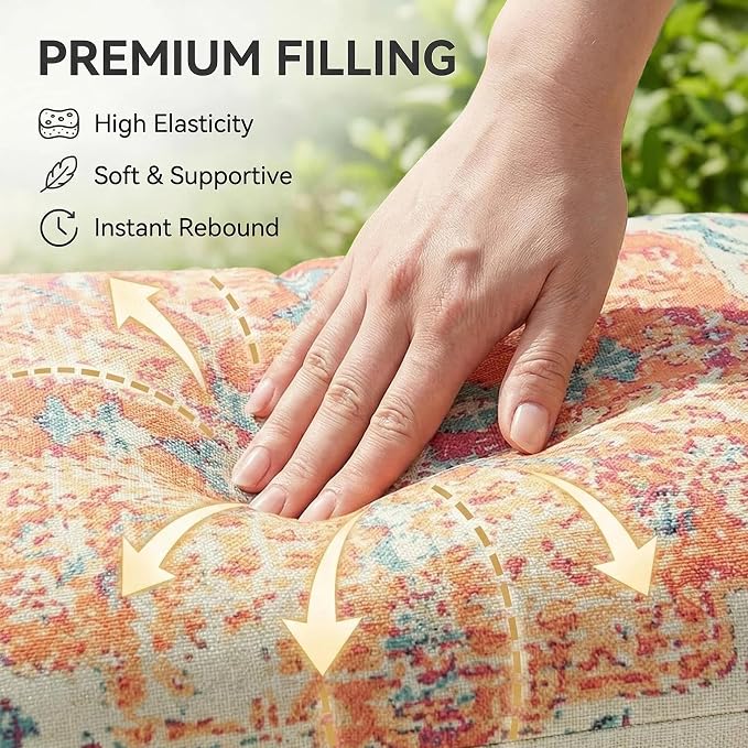 JMGBird Outside Pillows Patio Pillows Outdoor Throw Pillow with Insert | 18x18 Orange Throw Pillows Sunbrella Pillows Outdoor Pillows Waterproof Decorative Pillows for Couch ,Patio Furniture