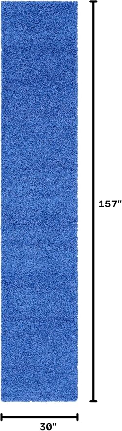 Unique Loom Solid Shag Collection Area Rug (2' 6" x 13' 1" Runner, Periwinkle Blue)
