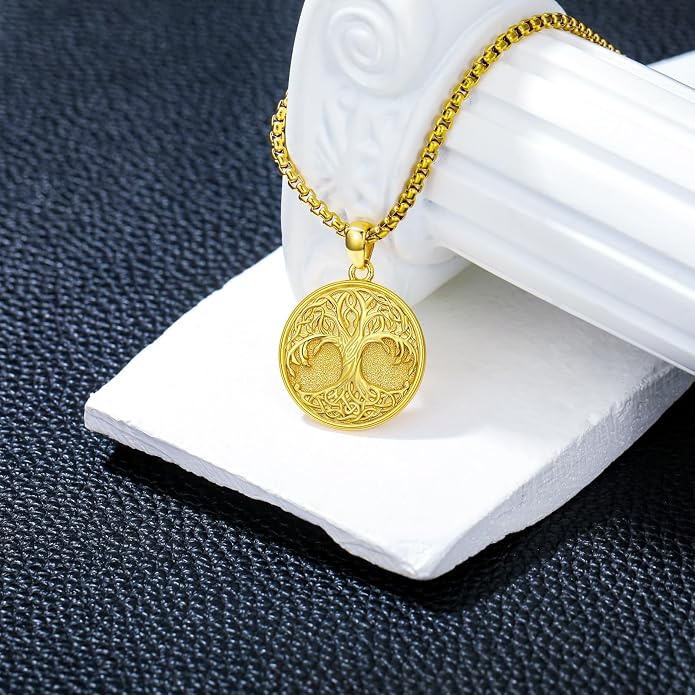 Tree of Life Necklace 925 Sterling Silver Round Tree of Life Pendant Jewelry for Men Women, w/Stainless Steel Chain 22''+2''