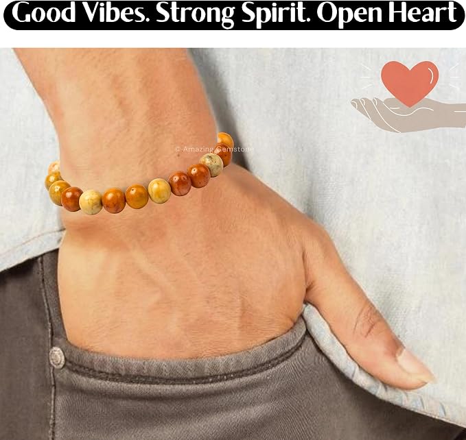 Amazing Gemstone Crazy Lace Agate Bracelet, Gifts for Men & Women - Protection Healing Crystal Bracelet - 8mm Gemstone Beaded Adjustable Bracelet, Pulseras para Hombres Mujer Stocking Stuffers