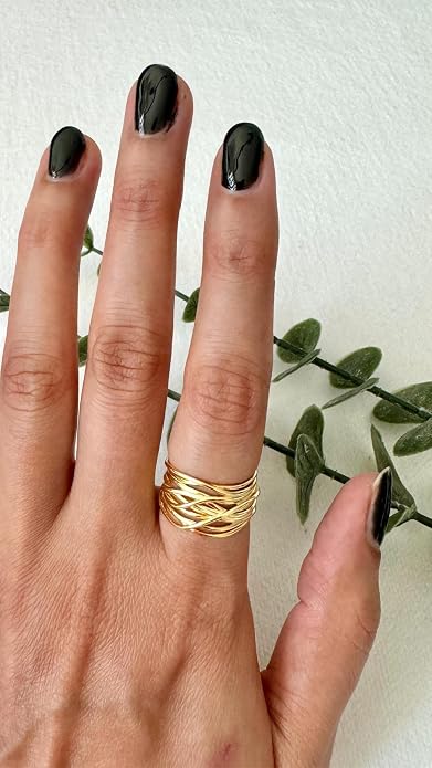 Meissa Gold Thumb Rings for Women Girls Statement Ring Hammered Chunky Band Rings Fashion Wide Band Stackable Index Finger Ring Size Adjustable