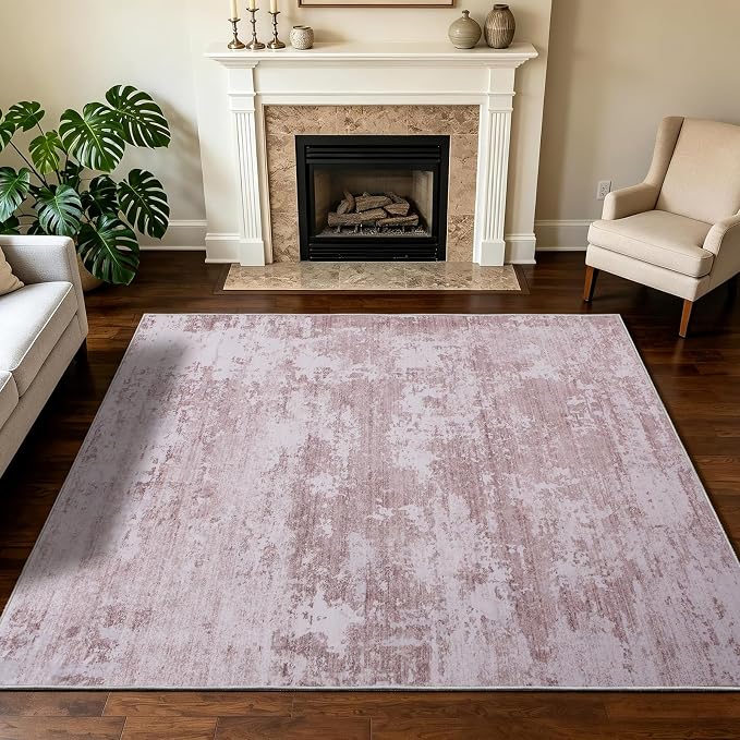 5x7 Area Rugs Living Room Rug Abstract Washable Rug Non-Slip Soft Low Pile Indoor Floor Stain Resistant Thin Carpet for Bedroom Dining Room Home Office Farmhouse Nursery - Navy Blue & Ivory 5' x 7'