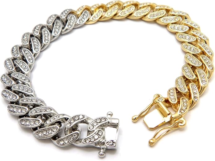 Fashion 21 Women's Stone Filled 10mm, 12mm Various Length Box Lock Cuban Chain Anklet