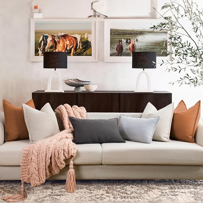 ZWJD Orange 12x20 Pillow Covers Set of 2 Chenille Throw Pillow Covers with Elegant Design Soft and Luxurious Decorative Throw Pillows for Couch, Bed, and Home Decor