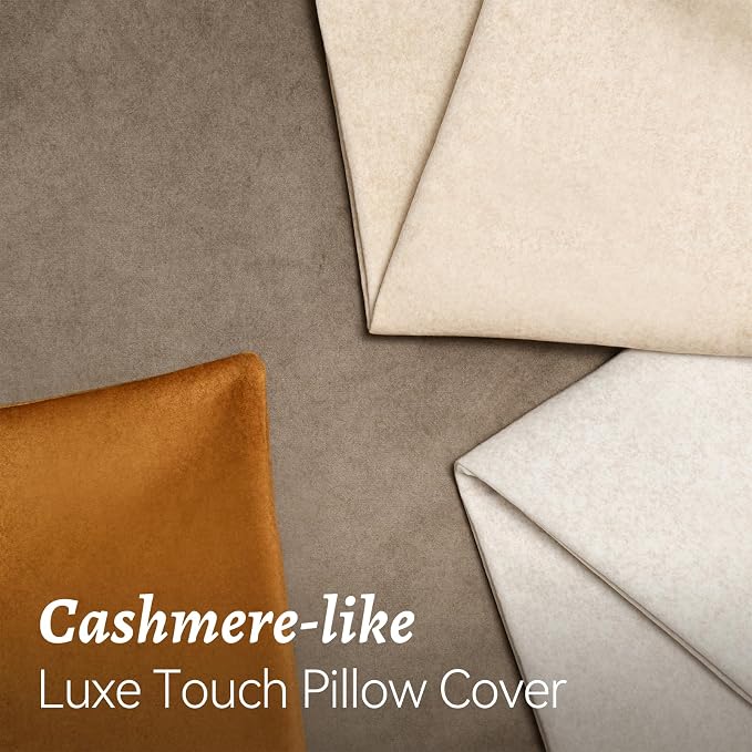 a moment Waterproof Throw Pillow Covers Set of 4, 16x16 Inch Outdoor Stain Resistant Pet Friendly Pillowcases Cushion Covers for Patio Sofa and Living Room, Brown
