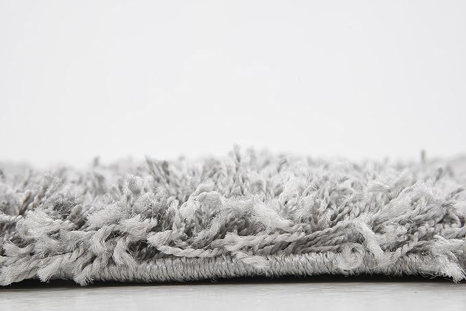 Unique Loom Solid Shag Collection Area Rug (2' x 6' 5" Runner, Cloud Gray) | Modern Solid rug, stain and water resistant, doesn't shed, easy to clean, kid and pet friendly. Ideal for the bathroom.