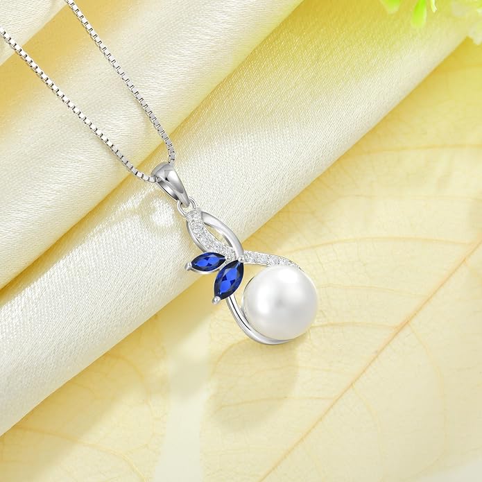 Pearl Necklace 925 Sterling Silver Infinity Butterfly Necklaces with 10mm Freshwater Cultured Pearls Jewelry Christmas Birthsday