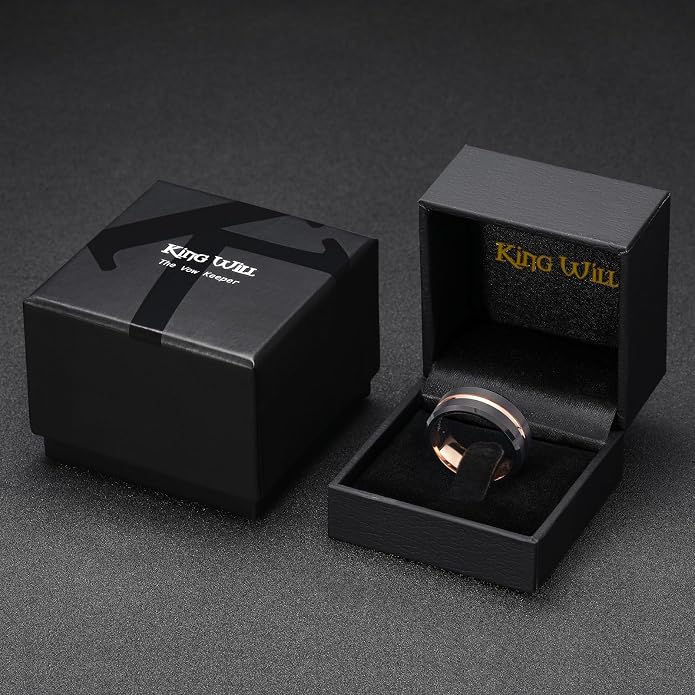 King Will Tungsten Carbide Wedding Band for Men Women-6/8/10mm Width Multicolor Available with Grooved Center Wedding Ring Suitable for Work, Gym Comfort Fit Size 4-16