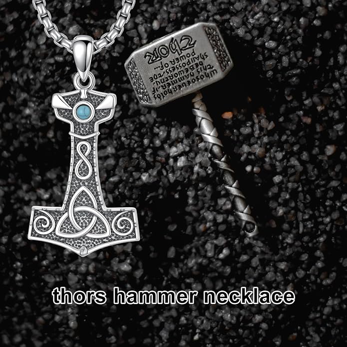 LEECCl Men's Necklaces 925 Sterling Silver Thors Hammer/Cross of Thorns/Bible/St. Michael Gothic pendant Religious Jewelry for Men Father