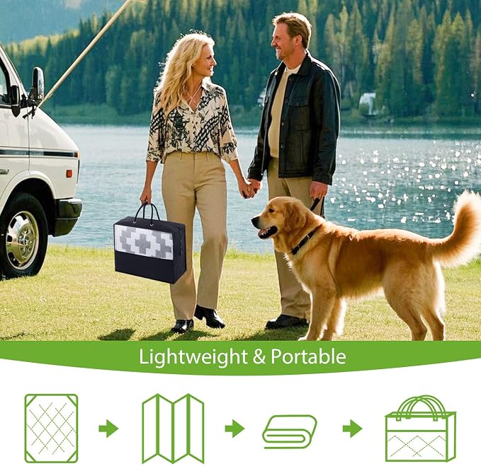 Smiry Waterproof Outdoor Rug 9X18 ft, Reversible Plastic Straw Patio Camping Rugs, Outdoor Indoor RV Mat Carpet for Patio, Outside Entry, Backyard, Deck, Bench, Picnic, Camper, White & Grey