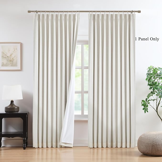 WEST LAKE Natural Bailey Pinch Pleated Blackout Curtains 84 Inches Long | Modern Linen Blended Drapes for Bedroom Living Room Patio,Back Tab Window Treatment for Track,60"Wx84"L,1 Panel