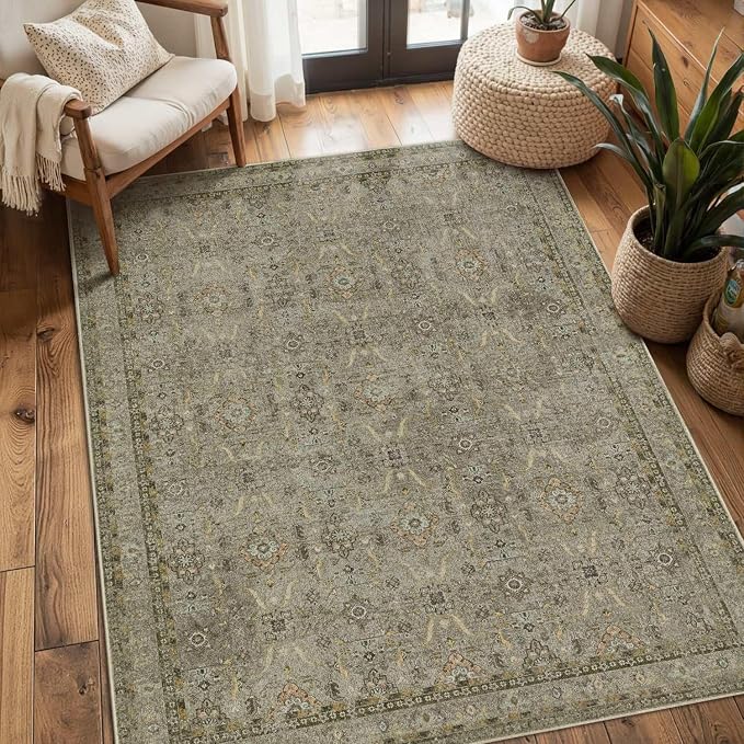 Rugxara 3x5 Rug for Entryway Bedroom Washable Area Rugs Carpet, Olive Brown