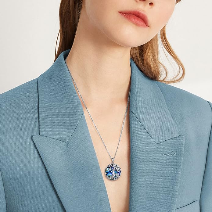 ONEFINITY Tree of Life Necklace for Women Sterling Silver Abalone Shell Crystal Tree of Life Pendant Necklace Family Tree Jewelry for Mom Daughter Sister Girls Christmas Gifts