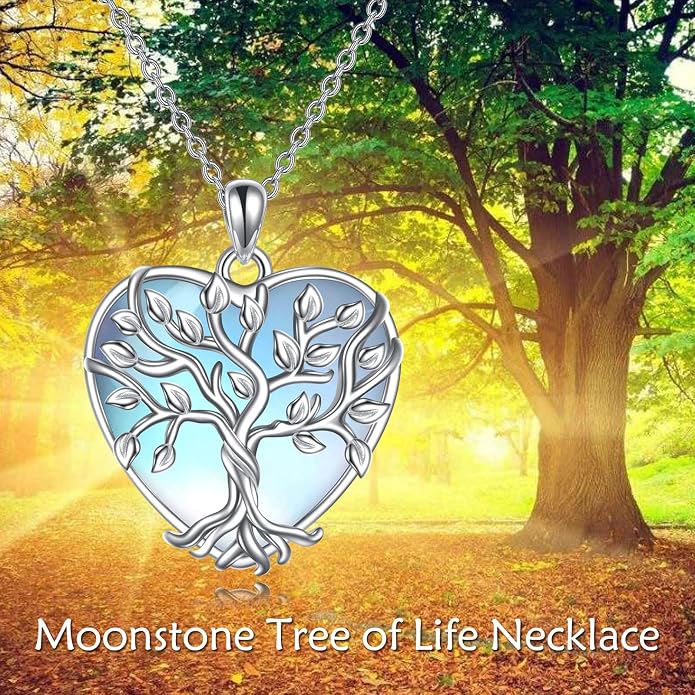 YAFEINI 925 Sterling Silver Moonstone Necklace Filigree Teardrop Pendant Necklace Jewelry for Women Girls