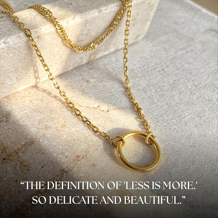 Galis Dainty Necklace - Silver, Gold Plated 18" Choker for Women with Dainty Small Round Faux Diamond Necklace Pendant, Necklaces Women with CZ Solitaire Lobster Clasp, Minimalist Gift