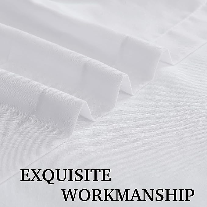 RYB HOME White Linen Curtains 84 inches Long, Semi Sheer Light Filtering Back Tab Breathable Window Curtains & Drapes for Bedroom Living Room Yoga Room, W 52 x L84 inches, 2 Panels Set