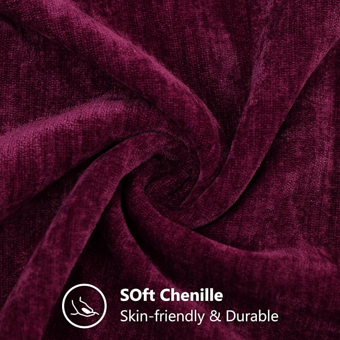 decorUhome Soft Chenille Burgundy Throw Pillow Covers 18X18 Set of 2 | Decorative Fall Couch Pillow Covers Solid Dyed Accent Modern Farmhouse Neutral Square Pillow Cases for Sofa