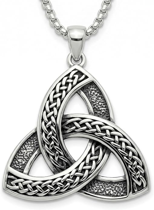 Celtic Necklace for men Sterling Silver Celtic Knot Triquetra Triangle Trinity Necklace Gift for Men