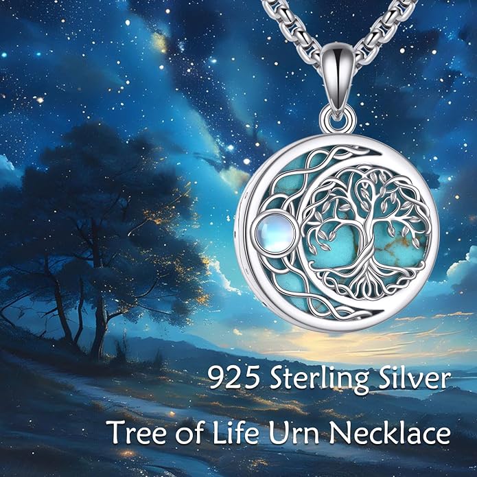 POPLYKE Tree of Life Necklace for Women Sterling Silver Celtic Knot Family Tree With Blue/Purple/Volcano Crystal Irish Gifts for Mom Wife Birthday Christmas