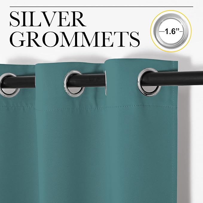 NICETOWN Sea Teal Blackout Curtains 120 inches Length for Living Room, 2 Panels, 55" Wide, Thermal Insulated Long Drapes for Large Window