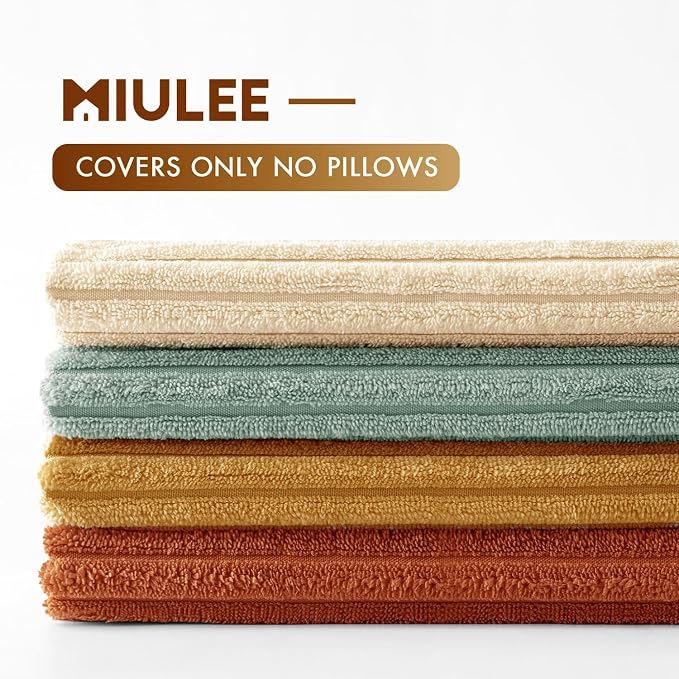 MIULEE Boho Farmhouse Throw Pillow Covers 20x20 Inch Set of 4 Modern Natural Decorative Cushion Covers Soft Corduroy Fall Home Decor for Spring Couch Bed Sofa Living Room Teal-Rust Gradient Series