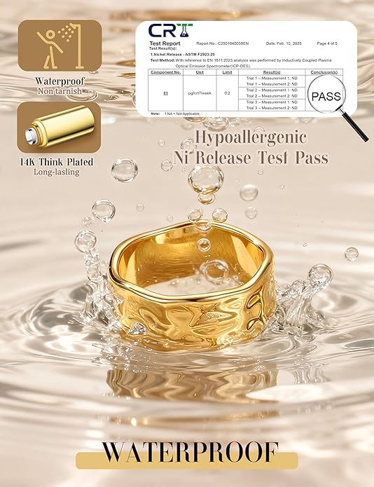 FIASASO Chunky Gold Rings for Women Non Tarnish - 4Pcs 14K Gold Plated Dainty Stackable Ring Set Trendy Hypoallergenic Thick Dome Statement Finger Knuckle Rings Pack Size 5-10