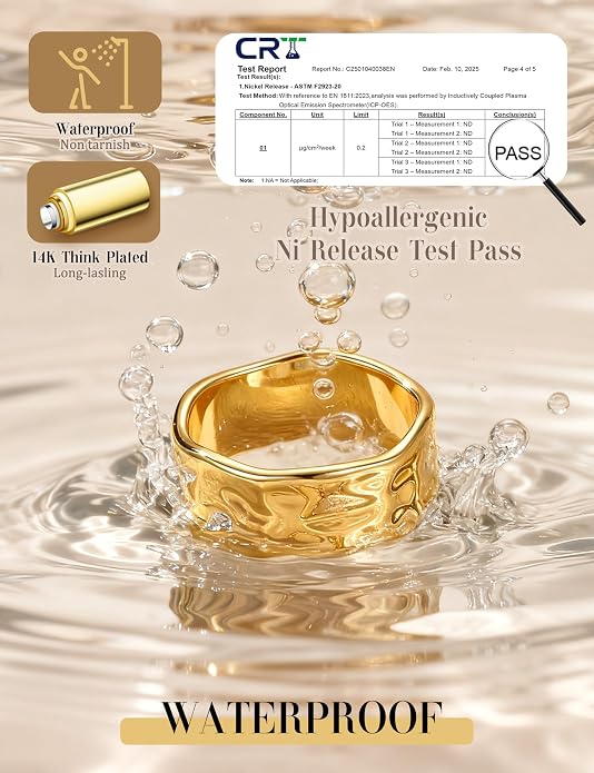 FIASASO Chunky Gold Rings for Women Non Tarnish - 4Pcs 14K Gold Plated Dainty Stackable Ring Set Trendy Hypoallergenic Thick Dome Statement Finger Knuckle Rings Pack Size 5-10