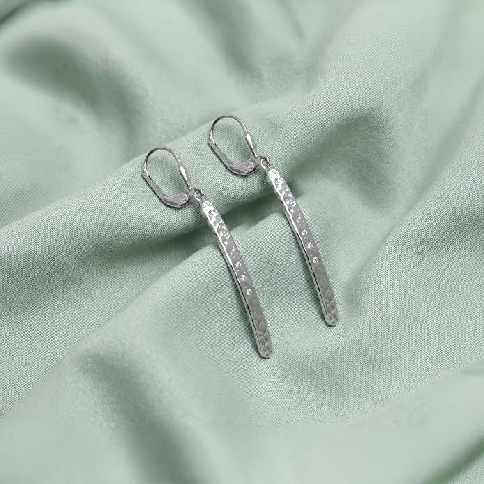 LeCalla 925 Sterling Silver Teardrop Dangle Earrings for Women | Lightweight Vertical Drop Dangle Earrings | Minimalist Dangling Earring Jewelry Gifts for Women