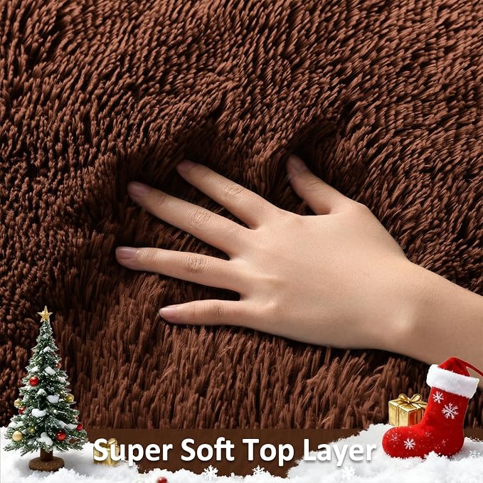 Ophanie Brown Rugs for Living Room Bedroom, 6x9 Fluffy Fuzzy Furry Carpet,Plush Soft Shaggy Bedside Indoor Floor Area Rug for Kids Girls Boys Baby Teen Dorm Nursery Decor with Over 99 pcs Pile fibers