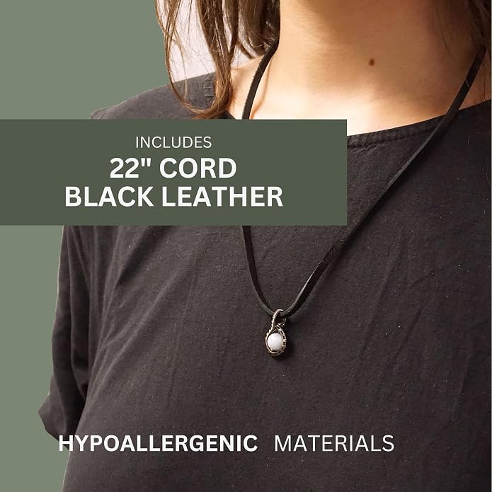 Simple Men's Birthstone Crystal Necklace with Leather Cord