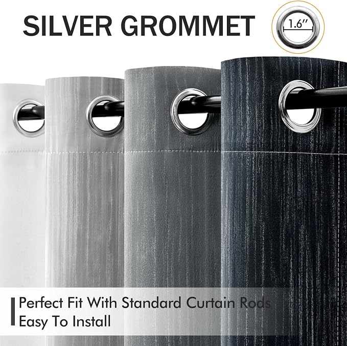 MIULEE Black and Greyish White Ombre Blackout Curtains, Full Room Darkening Thermal Insulated 72 Inches Long Drapes for Bedroom/Living Room Grommet Window Treatments Modern 52Wx72L, Set of 2