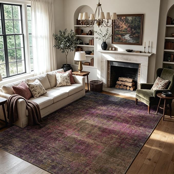 Washable Rugs 8x10 Area Rugs for Living Room,Bedroom,Dining Room-Modern Abstract Neutral Accent Rugs with Non Slip Backing,Large Soft Low Pile Carpet for Nursery Home Office (Stain-Resistant)