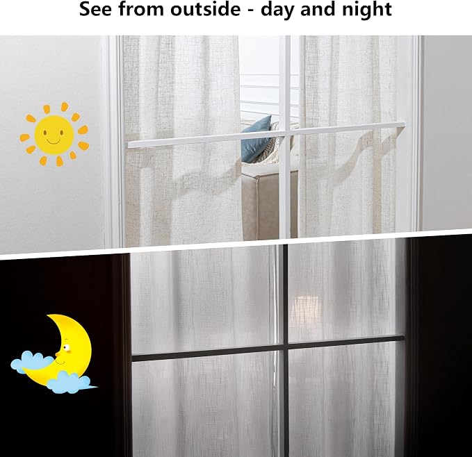 MYSKY HOME Linen Curtains 95 Inches Long for Sliding Glass Door, Farmhouse Semi Sheer Ceiling Curtains Living Room Light Filtering Back Tab Elegant Style Soft Fabric, 100" x 95", Linen, 1 Panel