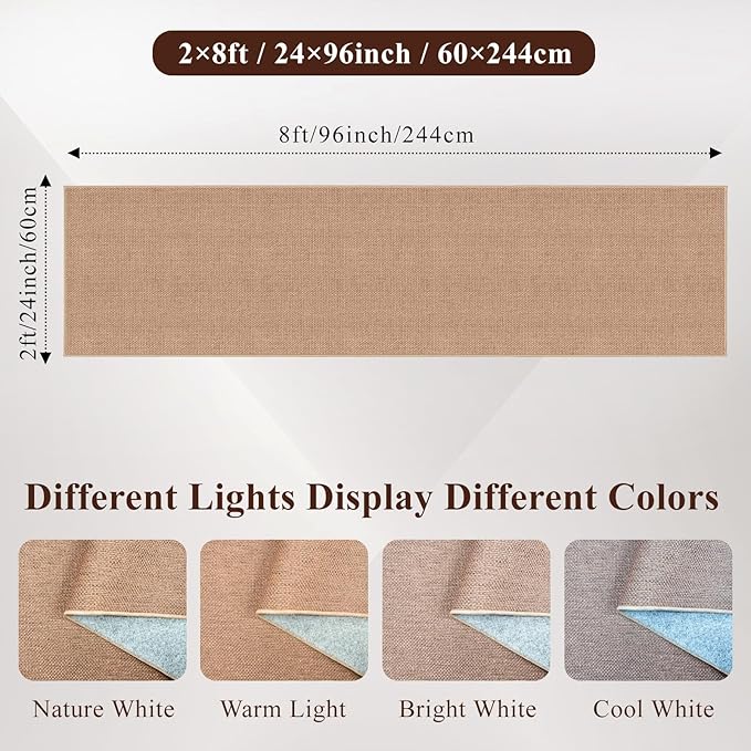 Jute 2x8 Runner Rug Hallway: Washable Faux Jute Non Slip Indoor Farmhouse | Durable Low Pile Carpet Secure Backing Narrow Floor Runners Entryway Kitchen Living Room Bedroom Textured Style (Beige,2x8)