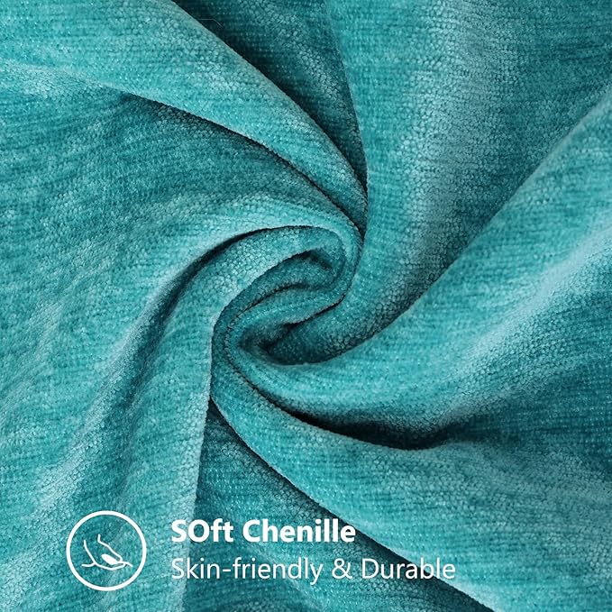decorUhome Soft Chenille Throw Pillow Covers 20x20 Set of 2 Turquoise | Fall Textured Decorative Throw Pillow Cases Stitched Edge Modern Farmhouse Luxury Boho Velvet for Couch Sofa Bed Home Decor