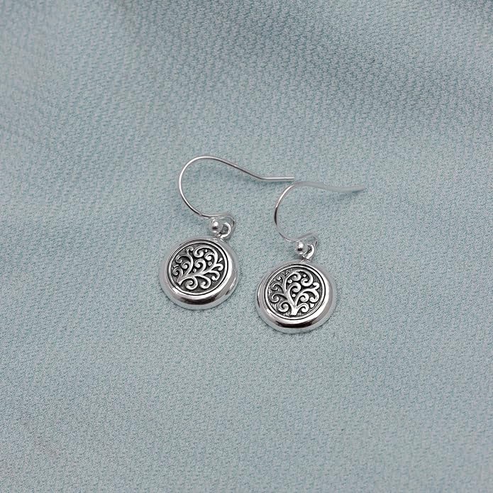 LeCalla 925 Sterling Silver Filigree Dangle Drop Earrings | Lightweight Antique Balinese Teardrop Dangle Drop Earring for Women