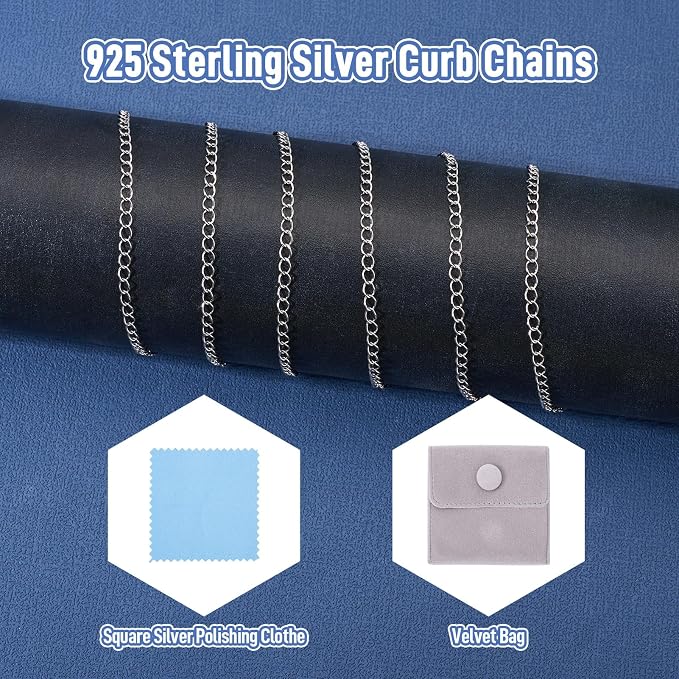 3.28 Feet Sterling Silver Chain for Jewelry Making, Oval Cable Chains 3.5x2.5mm Permanent Jewelry Kit for Women Men Bracelet Necklace Making