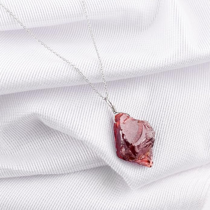 Natural Gemstone Dainty Pendant Necklace for Women Handmade Crystal Jewelry 925 Sterling Silver 18 Inch Chain Healing Chakra Christmas Birthday Gift for Her