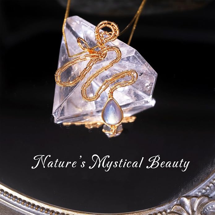 Natural Faceted Labradorite Pendant Necklace – Unique Stone of Magic & Transformation, Iridescent Flash Gemstone Jewelry, Handmade Healing Crystal Gift for Women, Birthday, Anniversary, Spiritual Awakening & Intuition