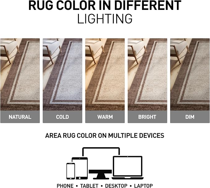 Rugshop Modern Transitional Bordered Area Rug for Living Room Beige 2' x 3'