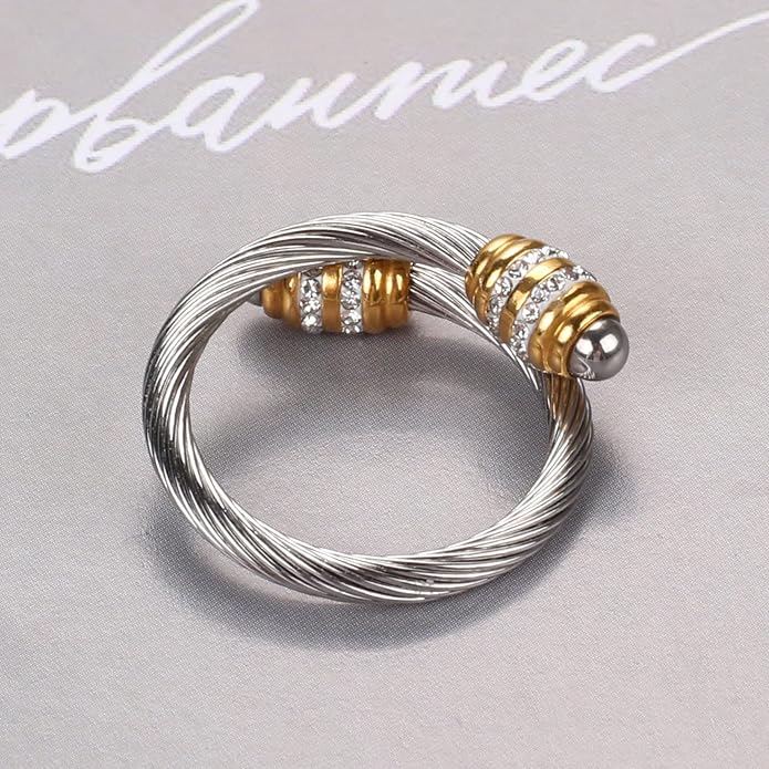 Dorriss Cable Rings Vintage Twisted Open Ring for Women Adjustable Designer Fashion Brand Stainless Steel Jewelry with Gift Box