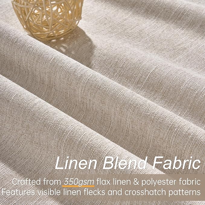 Topfinel 54 Inch Long Linen Blackout Tiers Curtains for Small Window Elegant Short Boho Farmhouse Curtain Drapes for Livingroom Bedroom Thermal Insulated Linen Cafe Drapes (2 Panels, W52 xL54)