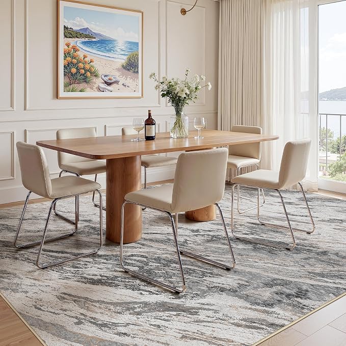 Area Rugs for Living Room: 10X12 Abstract Washable Rug Modern Neutral Large Soft Stain Resistant Non-Slip for Bedroom Dining Room Indoor Home Office Carpet - Taupe