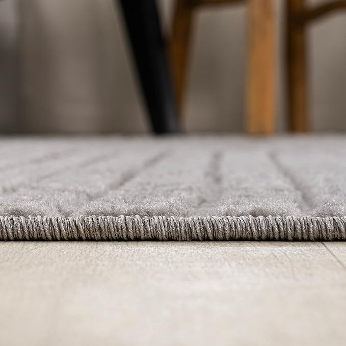 JONATHAN Y Hallie High-Low Curve Gray/Ivory Indoor/Outdoor Area Rug, 5x8, Minimalist, Pet Friendly, Non-Shedding, Stain Resistant, Hose-Washable for Backyard, Patio, Porch (SCN100A-5)